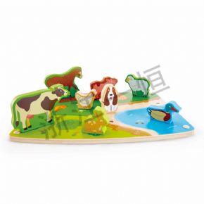 鑲嵌類三階一農(nóng)場(chǎng)動(dòng)物雙面情景立體拼圖