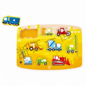 鑲嵌類三階一工程車隊(duì)小抓手拼圖