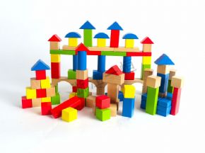 桌面積木類100 塊彩虹積木